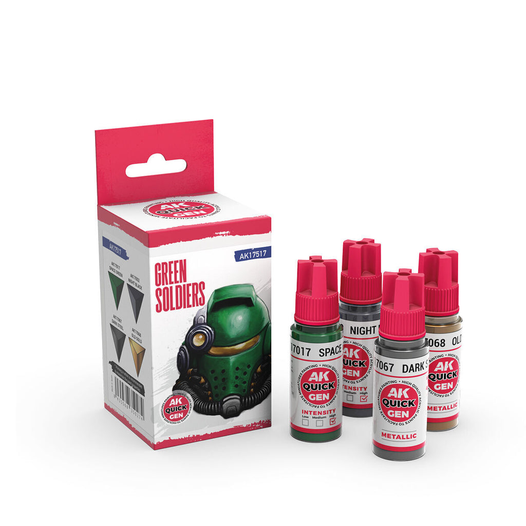 AK Interactive Quick Gen Green Soldiers Acrylic Paint Set (4 Colours) (2)