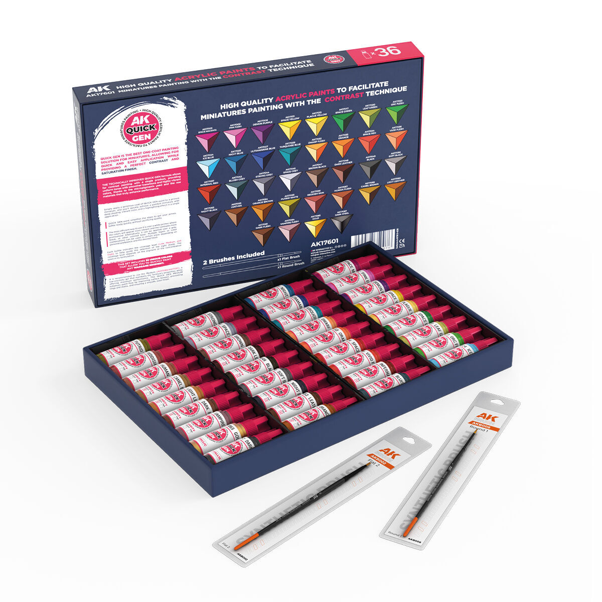 AK Interactive Quick Gen Quick Paint Set (36 Colours + 2 Brushes) (2)