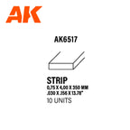 AK Interactive AK6517 Styrene Strips 0.75 x 4.00 x 350mm