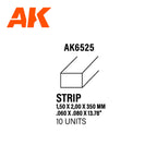 AK Interactive AK6525 Styrene Strips 1.50 x 2.00 x 350mm