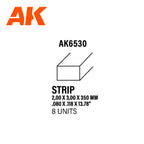 AK Interactive AK6530 Styrene Strips 2.00 x 3.00 x 350mm