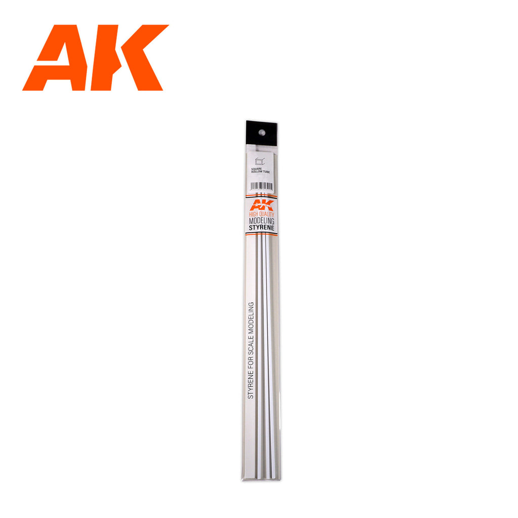 AK Interactive AK6548 Styrene Square Hollow Tube 4.00x350mm 0.7mm (Pack of 3)
