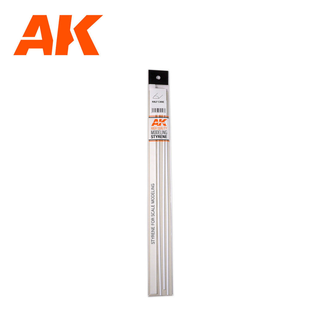 AK Interactive AK6551 Styrene Half Cane 1.00 x 350mm Pack of 5