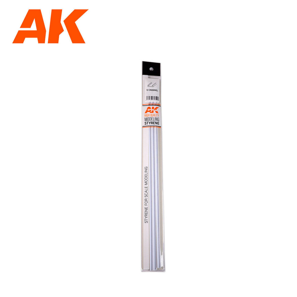 AK Interactive AK6556 Styrene U Channel 4.0 x 350mm (Pack of 3)