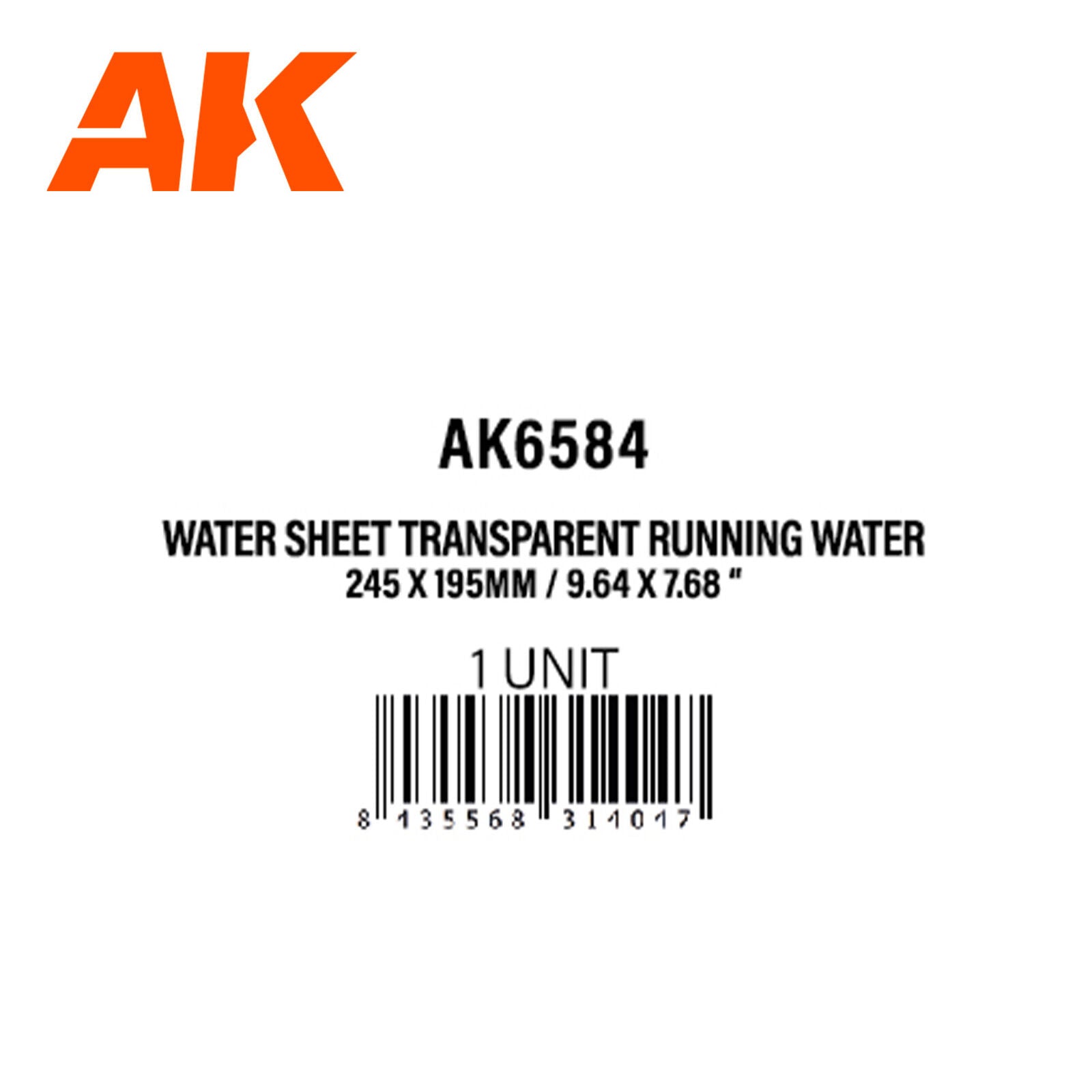 AK Interactive Styrene Water Sheet Transparent Running Water 245 x (3)