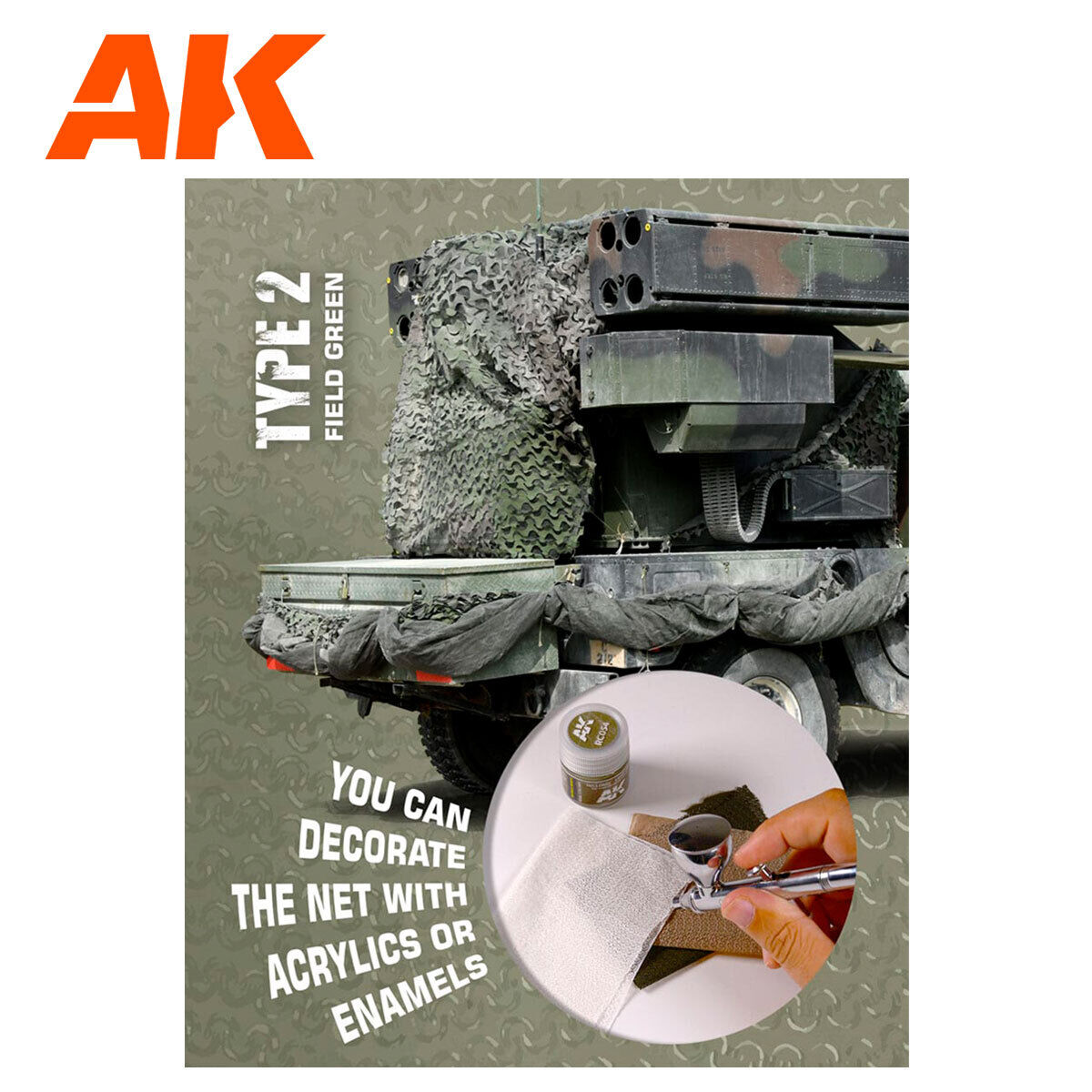 AK Interactive AK8067 Regular Camouflage Net Type 2 Field Green