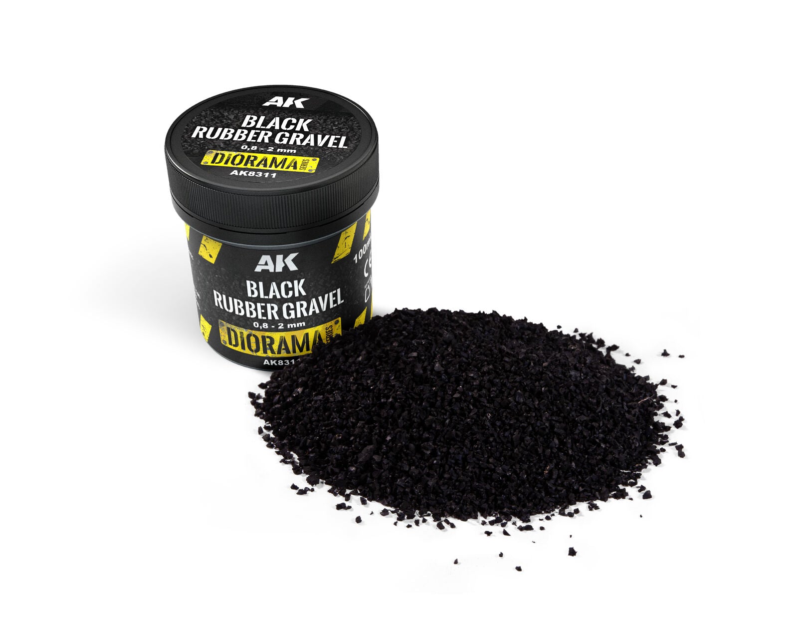 AK Interactive AK8311 Black Rubber Gravel 0.8-2mm