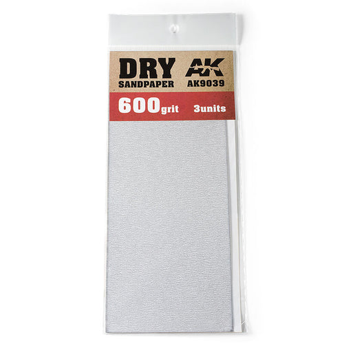 AK Interactive Dry Sandpaper 600 Grit 3 units