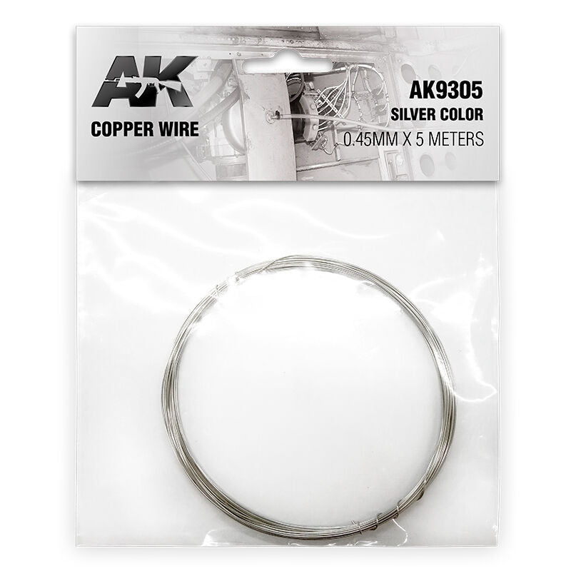 AK Interactive AK9305 Copper Wire 0.45mm x 5 Meters Silver