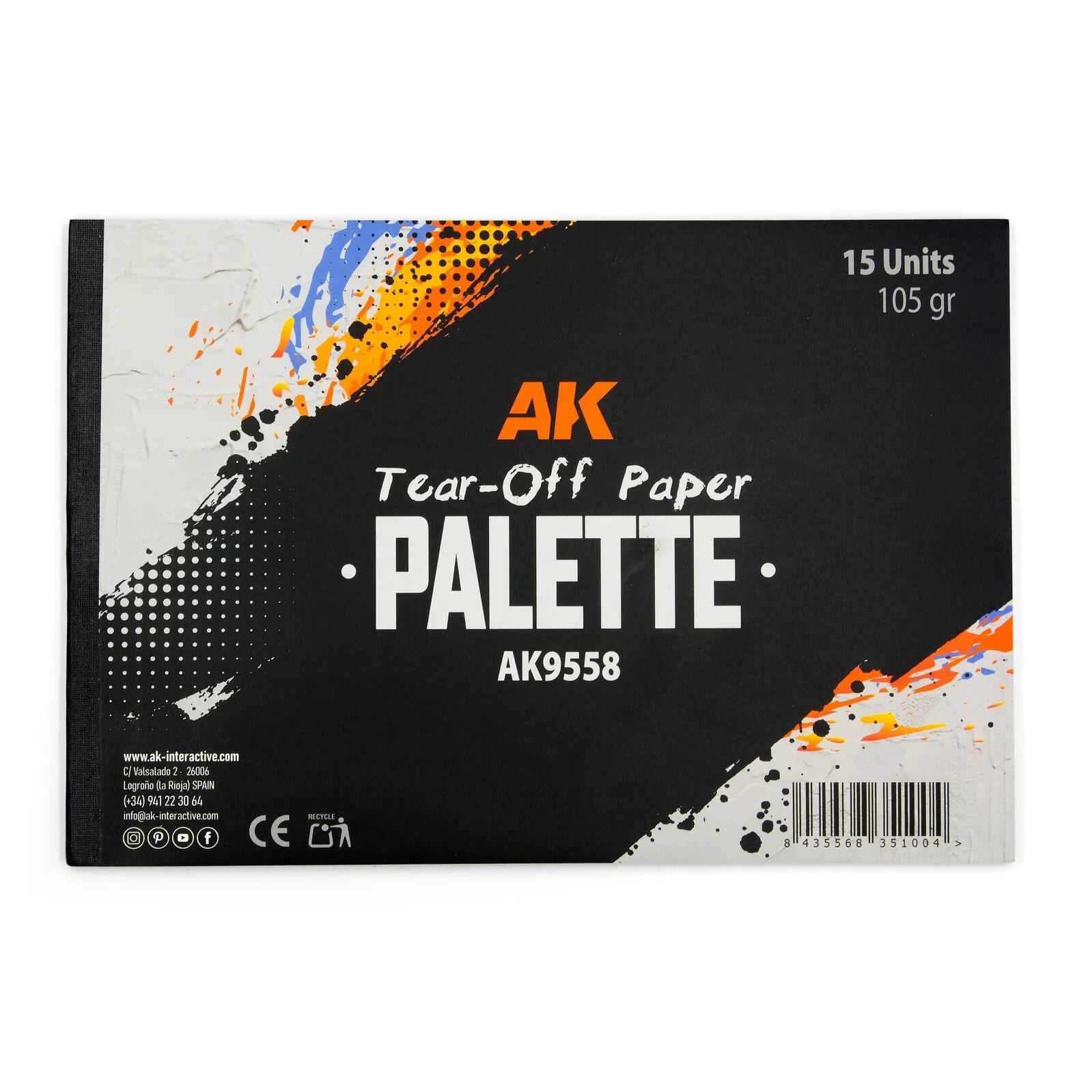 AK Interactive AK9558 Tear-Off Paper Palette 15 Sheets