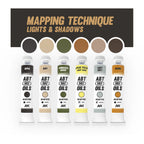 AK Interactive AKABT303 Vehicle Mapping Technique Lights & Shadows Oil Paint Set