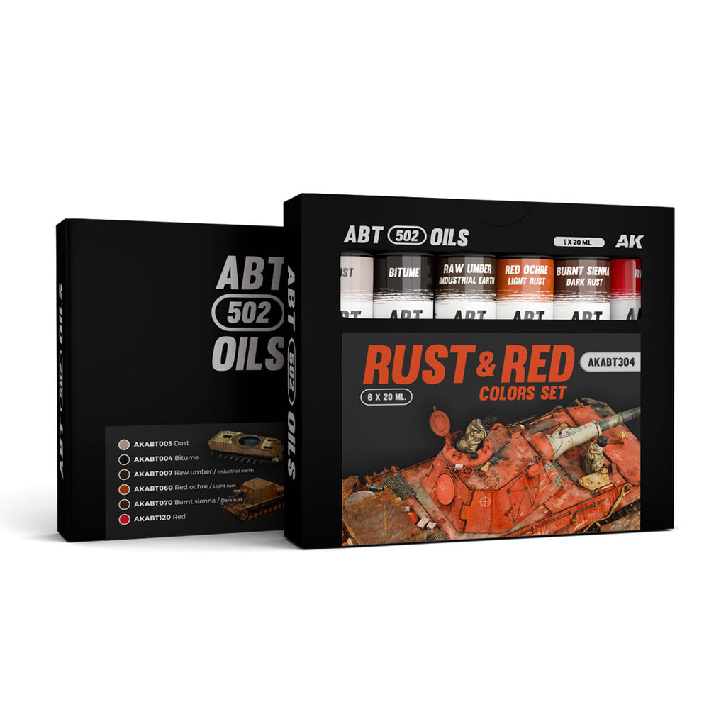 AK Interactive AKABT304 Rust & Red Colours Oil Paint Set