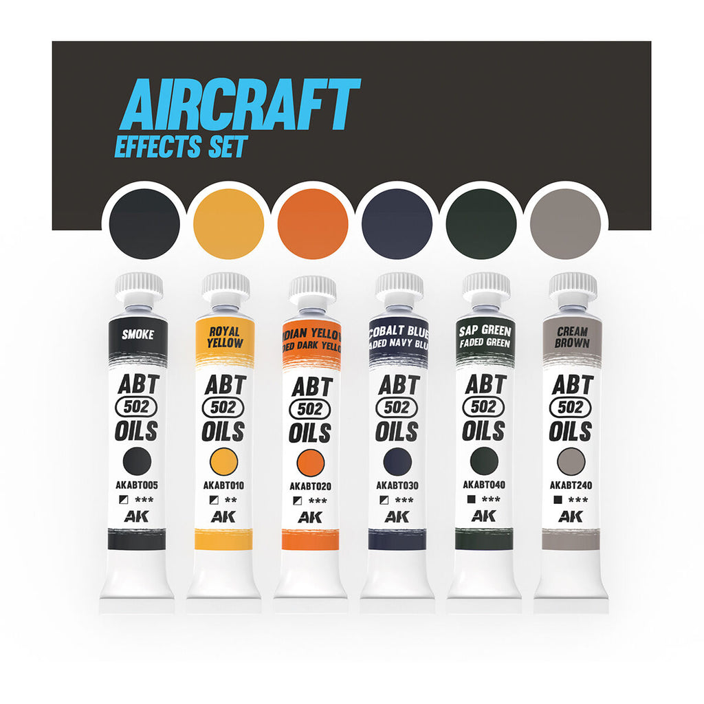 AK Interactive AKABT305 Aircraft Effects Oil Paint Set