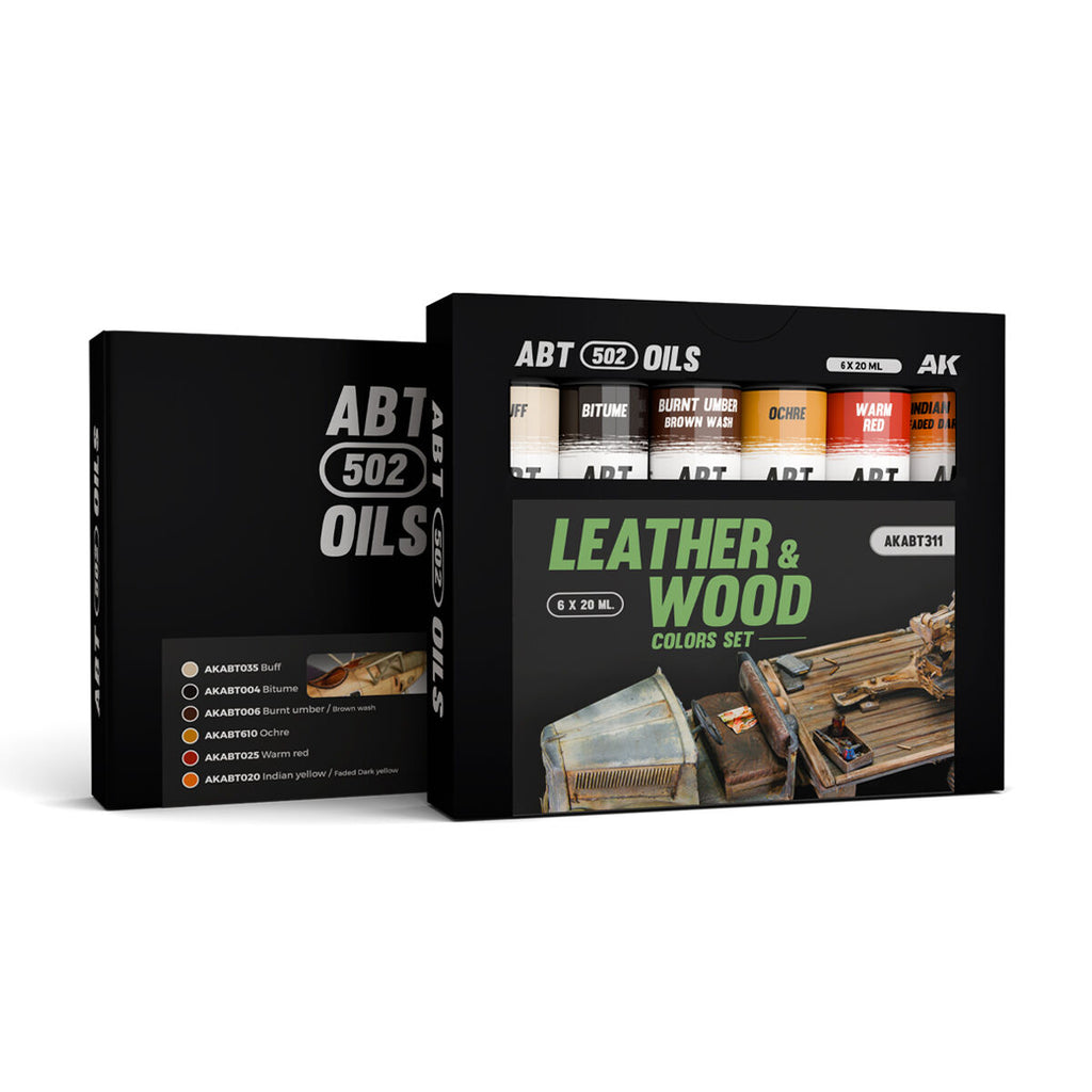 AK Interactive AKABT311 Leather & Wood Colours Oil Paint Set