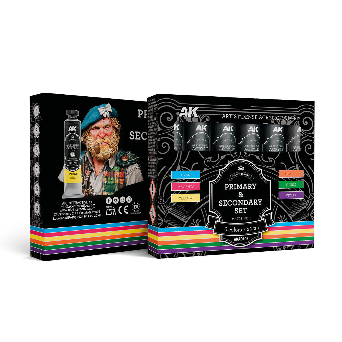 AK Interactive Artist Dense Acrylic Primary & Secondary Set (6 Tubes