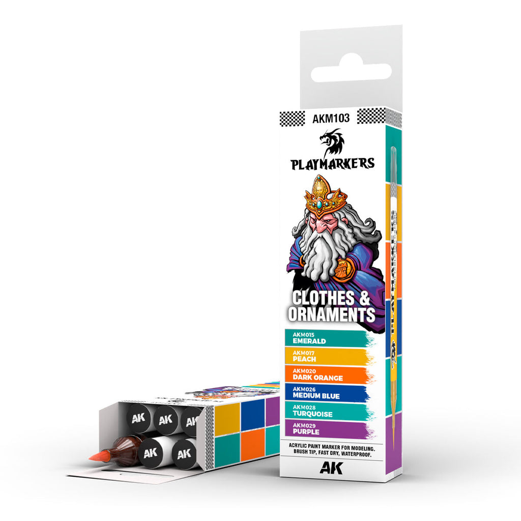 AK Interactive AKM103 Playmarkers Set Clothes & Ornaments 6 Colours