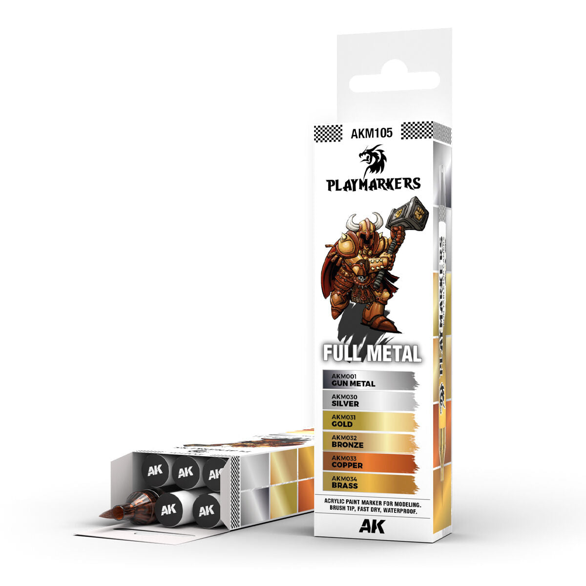 AK Interactive AKM105 Playmarkers Set Full Metal 6 Colours