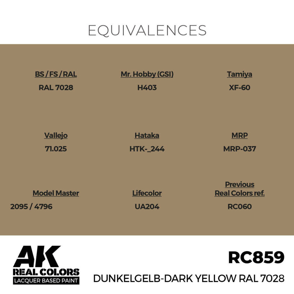 AK Interactive AKRC859 Real Colors Dunkelgelb Dark Yellow RAL 7028 17ml Lacquer Paint