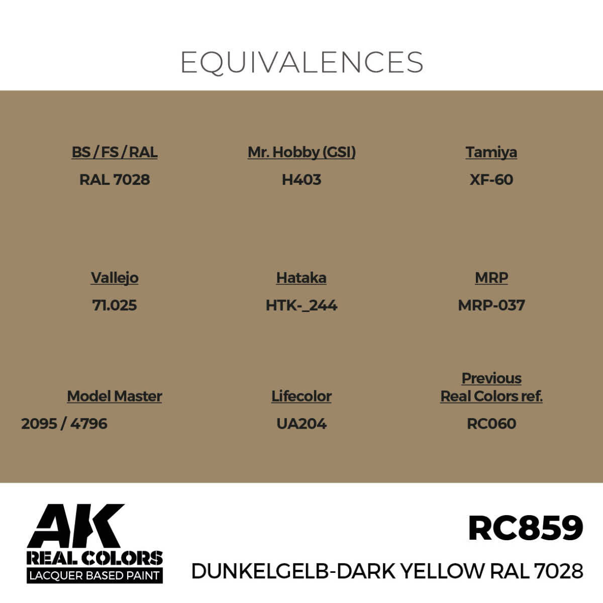 AK Interactive AKRC859 Real Colors Dunkelgelb Dark Yellow RAL 7028 17ml Lacquer Paint
