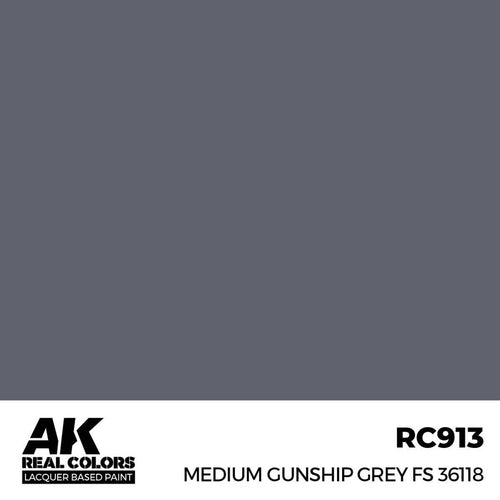 AK Interactive AKRC913 Real Colors Medium Gunship Grey FS 36118 17ml Lacquer Paint