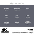 AK Interactive AKRC913 Real Colors Medium Gunship Grey FS 36118 17ml Lacquer Paint