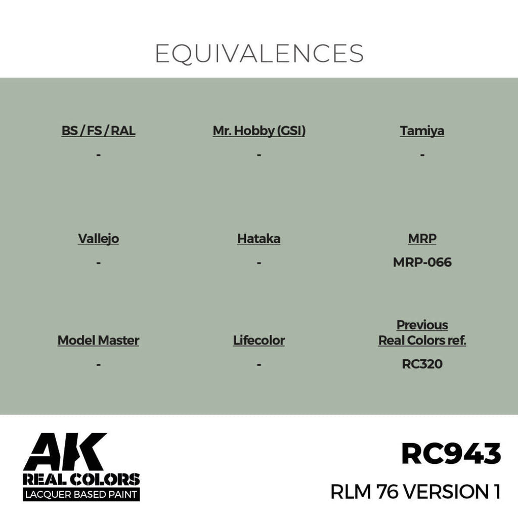 AK Interactive AKRC943 Real Colors RLM 76 Version 1 Lacquer Paint 17ml