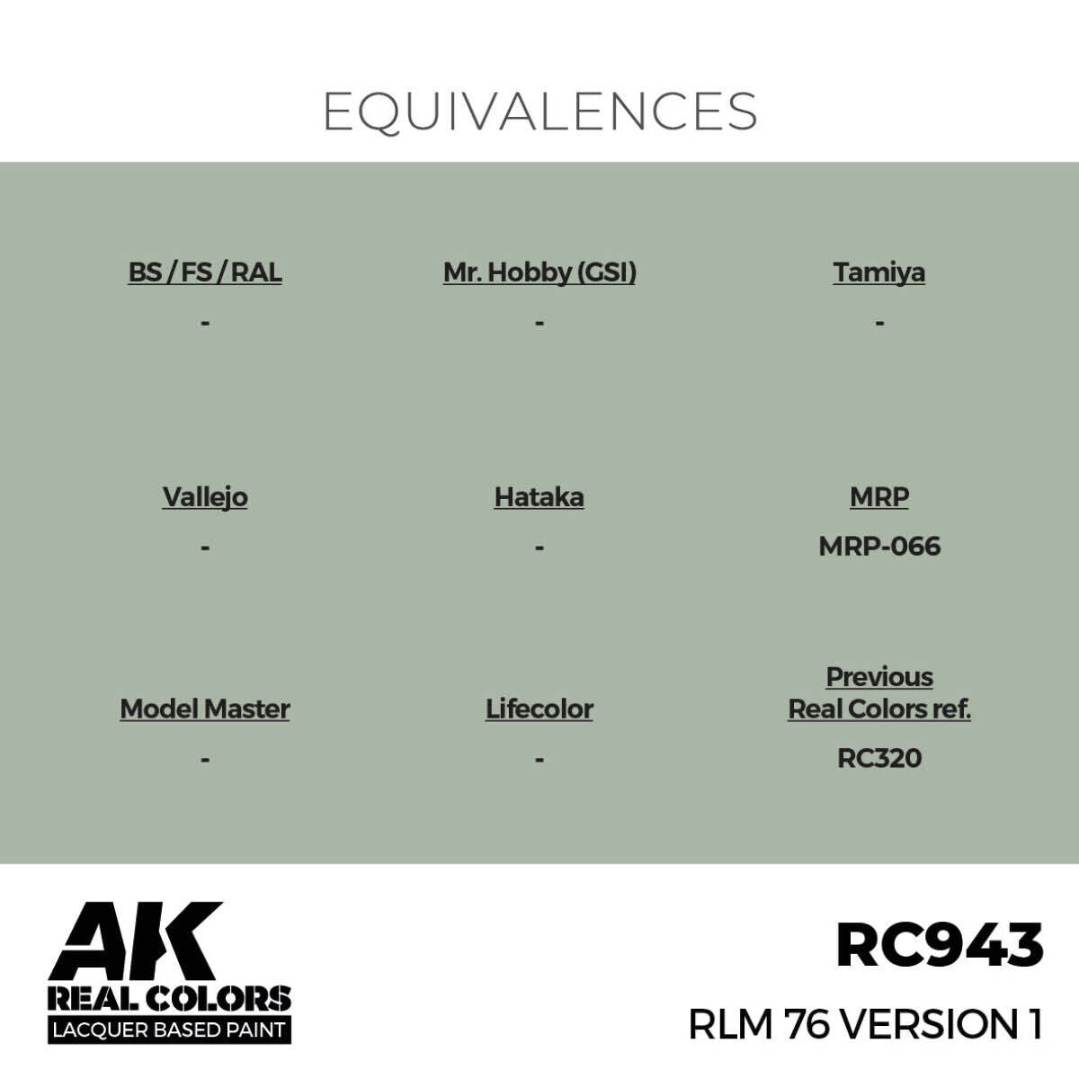 AK Interactive AKRC943 Real Colors RLM 76 Version 1 Lacquer Paint 17ml