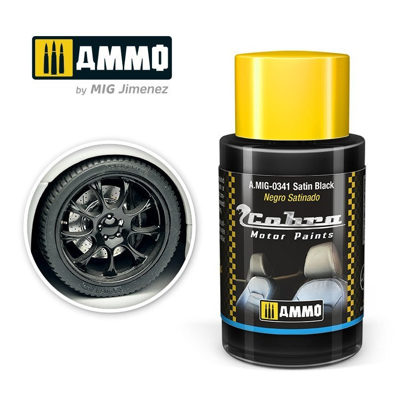 AMMO by Mig Jimenez A.MIG-0341 Cobra Motor Satin Black Acrylic Paint (8469603614957)
