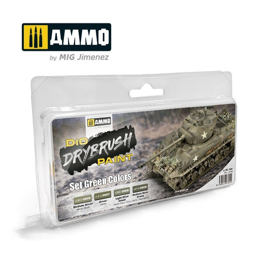 AMMO by Mig Jimenez Drybrush Set Green Colors
