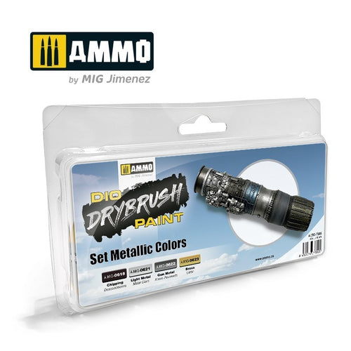 AMMO by Mig Jimenez Drybrush Set Metallic Colors