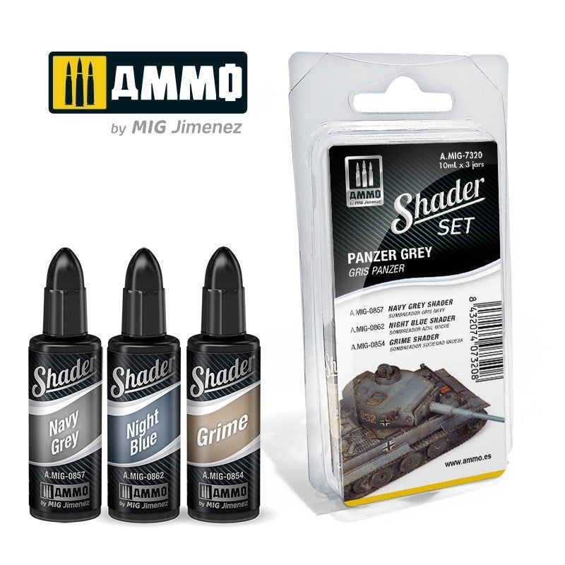 AMMO by Mig Jimenez A.MIG-7320 Shader Set Panzer Grey (8470978625773)