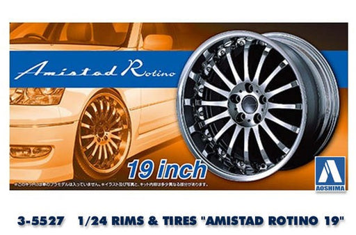 Aoshima 5527 #85 1/24 RIMS & TIRES "AMISTAD ROTINO 19" (8346770833645)