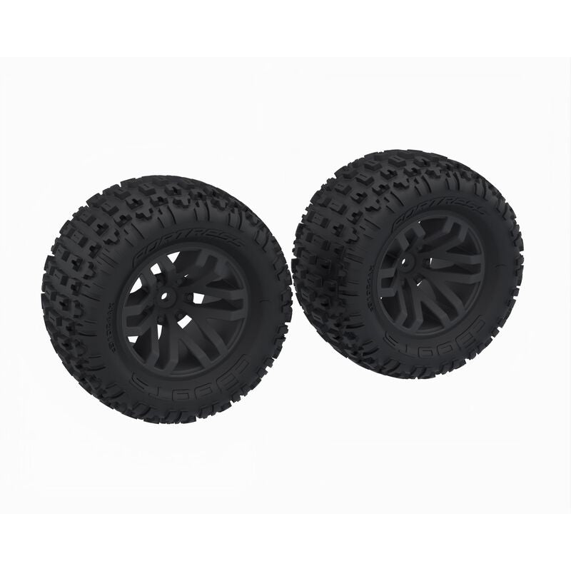 ARRMA Dboots Fortress Glued Black Monster Truck RC Tyre Set