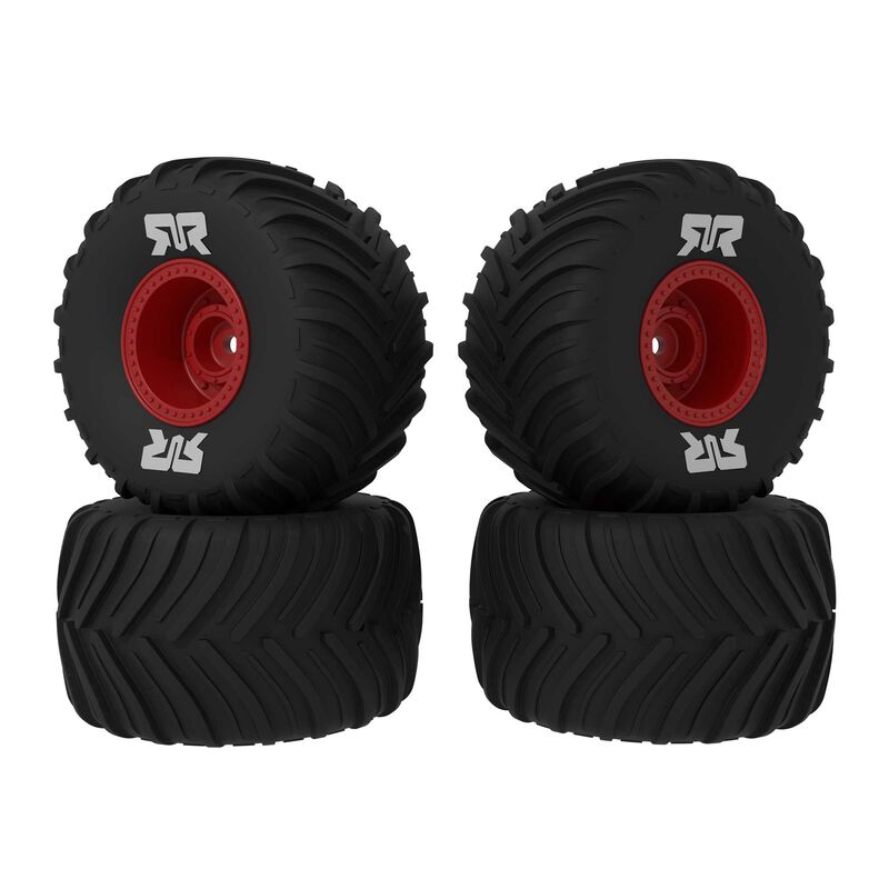 ARRMA ARA-2585 dBoots Chevron MT Tire Set Glued (Red) (2 Pairs) - GROM (9250443985133)