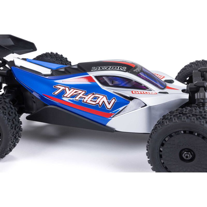 ARRMA Typhon Grom MEGA 380 Brushed 4X4 Small Scale RTR with Battery & Charger Blue/Silver RC Buggy (12)