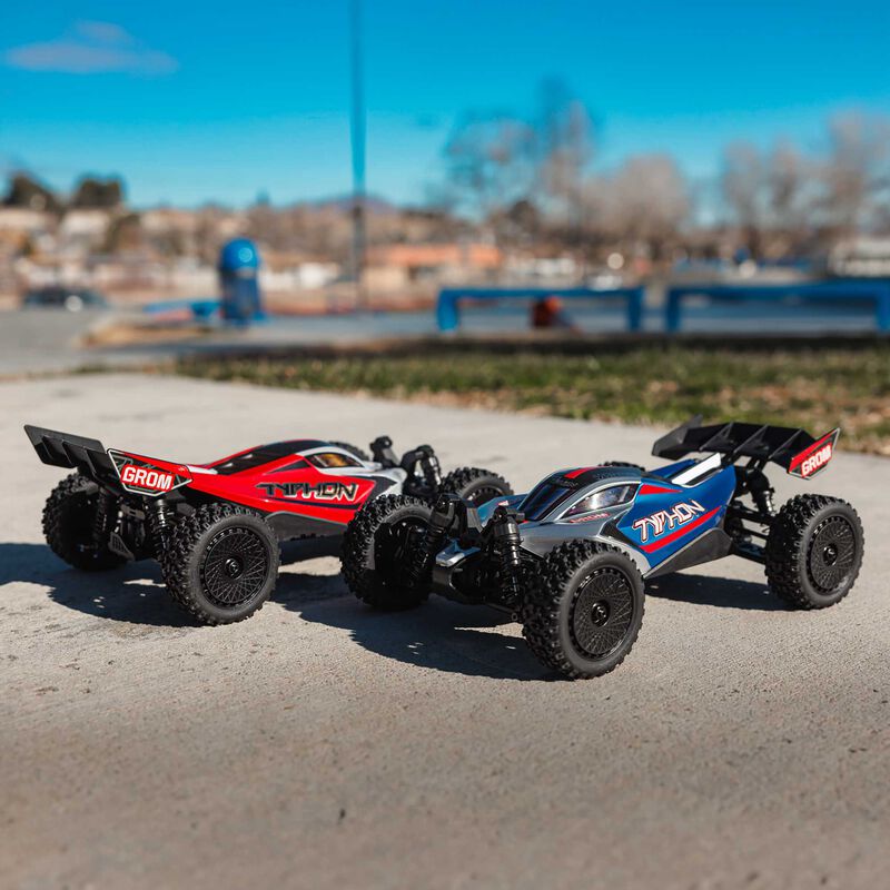ARRMA Typhon Grom MEGA 380 Brushed 4X4 Small Scale RTR with Battery & Charger Blue/Silver RC Buggy (9)