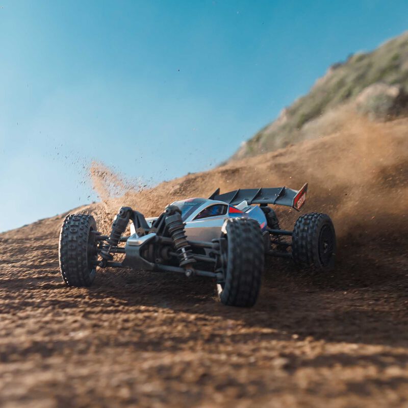 ARRMA Typhon Grom MEGA 380 Brushed 4X4 Small Scale RTR with Battery & Charger Blue/Silver RC Buggy (5)