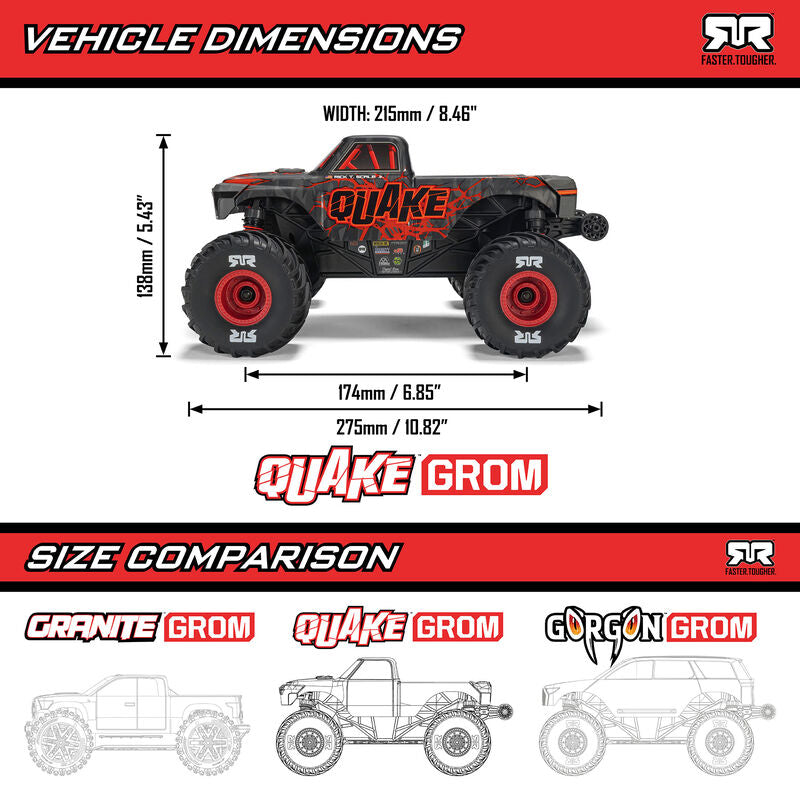 ARRMA Quake Grom 4X4 RTR Brushed Green RC Monster Truck 1/16 Scale (3)