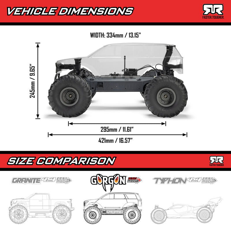 ARRMA GORGON 2WD Ready-To-Assemble Brushed RC Monster Truck 1/10 Scale (3)