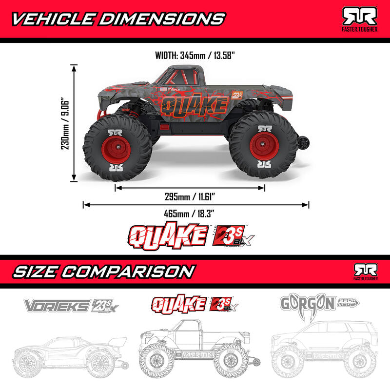 ARRMA QUAKE 223S DSC 2WD RTR Brushless Green RC Monster Truck 1/10 Scale (4)