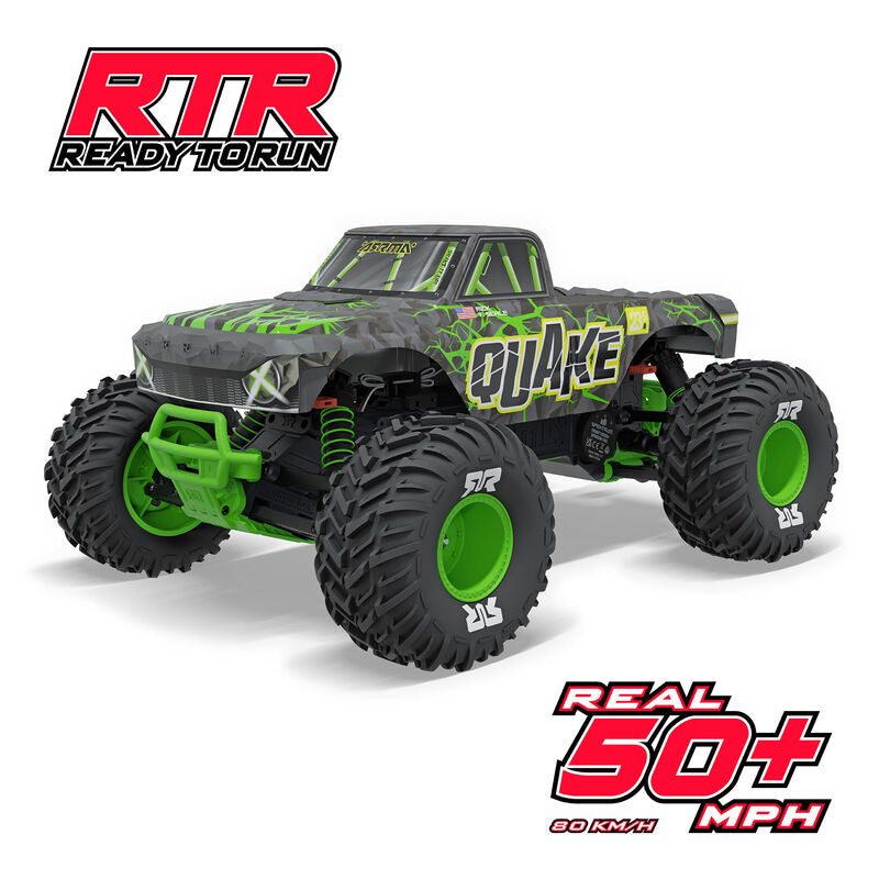 ARRMA QUAKE 223S DSC 2WD RTR Brushless Green RC Monster Truck 1/10 Scale (2)