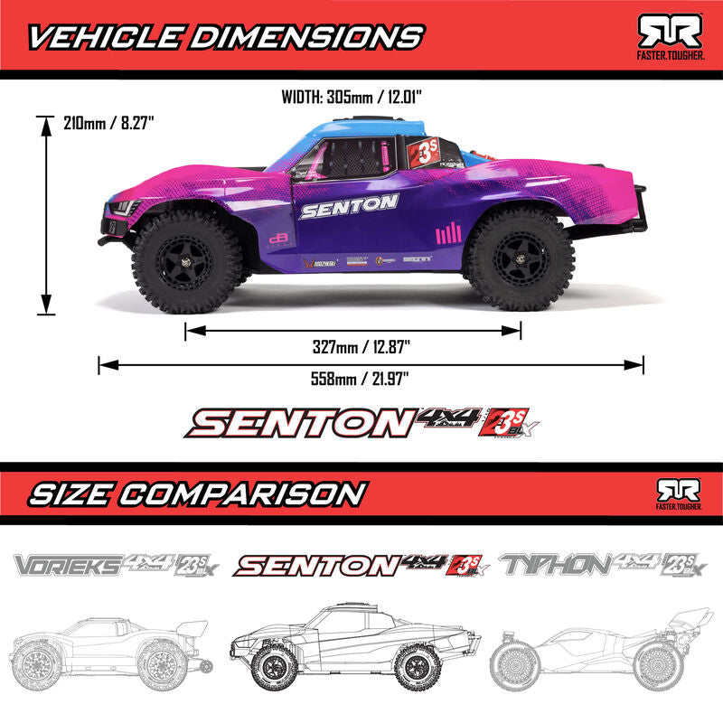 ARRMA SENTON 223S BLX Brushless 4X4 RTR with DSC RC Short Course Truck 1/10 Scale (3)
