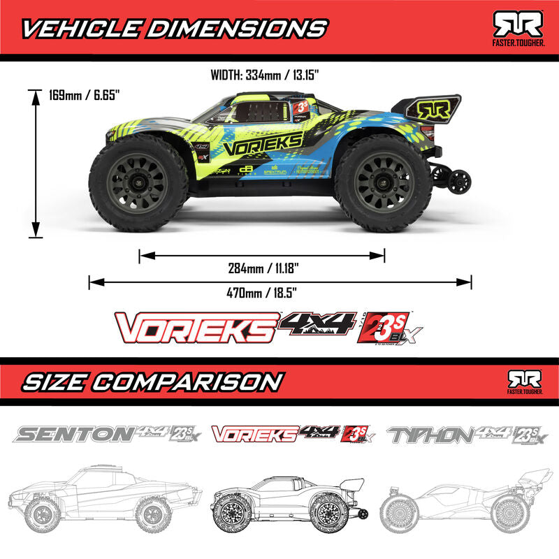 ARRMA Vorteks 223S BLX Brushless 4X4 RTR with DSC RC Stadium Truck 1/10 Scale (3)