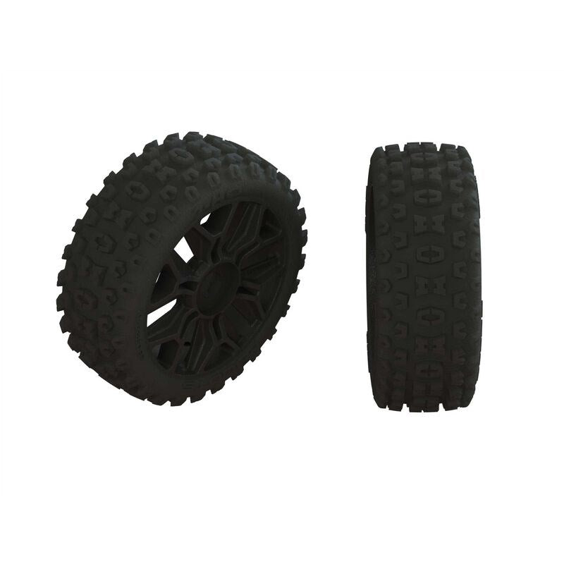 ARRMA 550057 AR550057 2HO Tire Set Glued Black (2) (8324283629805)