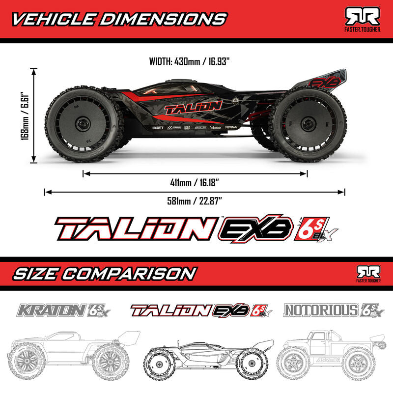 ARRMA Talion 4X4 6S EXB BLX Brushless V6 RTR Black RC Speed Truck 1/7 Scale (3)