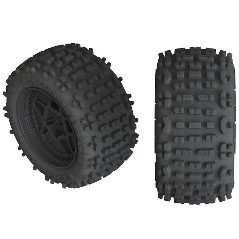 ARRMA C9468 AR550050 Backflip LP 4S Tire 3.8 Glued Black (2) (8324296802541)