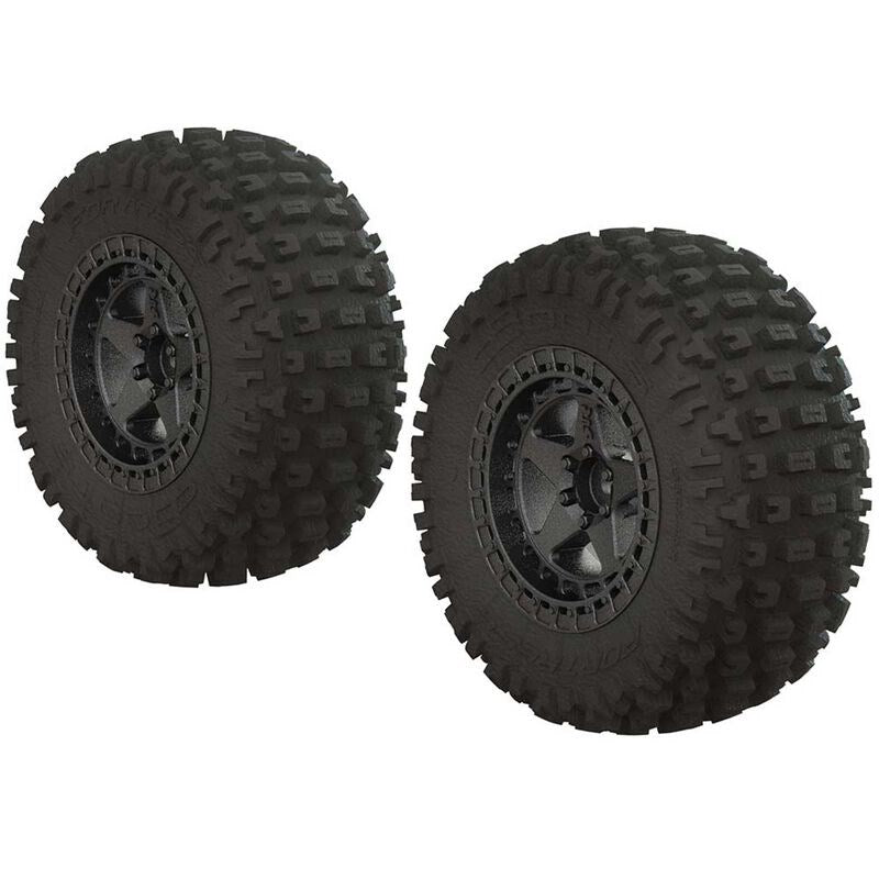 ARRMA C9631 AR550043 Fortress SC Tire Set Glued Blk Chrm (2) (8324297261293)