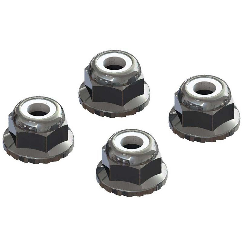ARRMA C9699 AR708008 Flanged Nyloc Locknut 4mm Silver (4) (8324297654509)