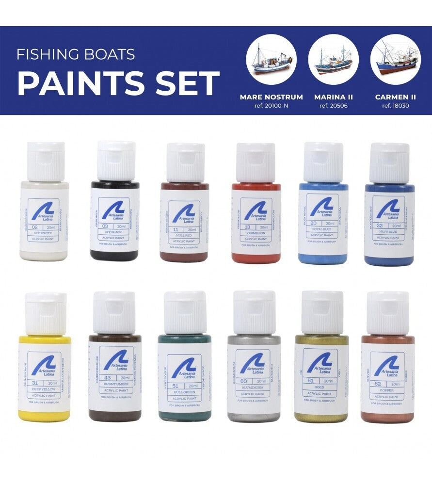 Artesania Latina 277PACK3 Paint Set 3: Fishing Bits (12x 20ml) (8690299273453)