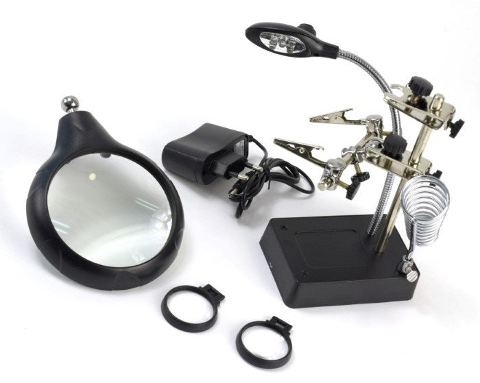 Artesania Latina 27022-3 Third Hand with 3 Magnifying Glasses and 5 LED Lights (8941171704045)
